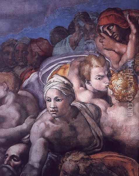 Last Judgment (detail) 14 Oil Painting - Michelangelo Buonarroti