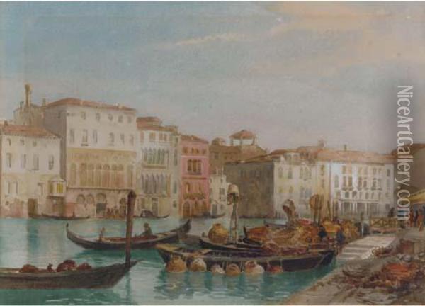 Shipping On The Lagoon, Venice Oil Painting - Richard Henry Wright