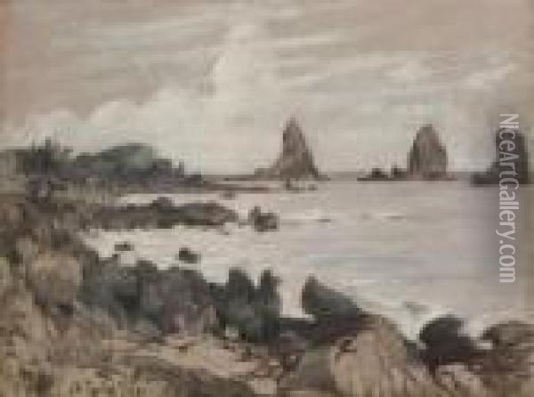 Isles Of The Cyclops, Near Catania, Sicily Oil Painting - John Henry Twachtman