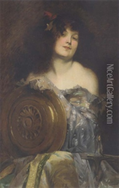 Portrait Of Juana Romani As Salome Oil Painting - Ferdinand Victor Leon Roybet