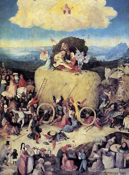 Triptych of Haywain (central panel-1) 1500-02 Oil Painting - Hieronymous Bosch