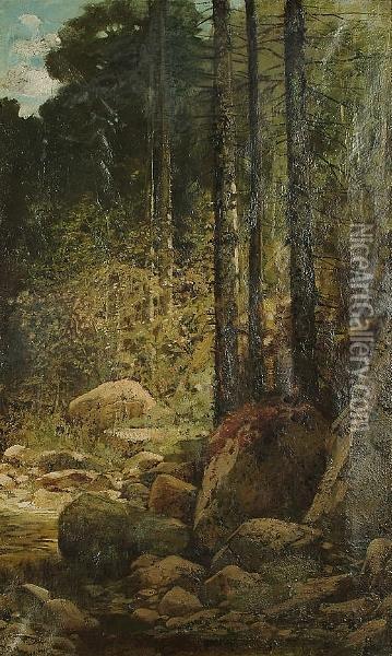 Trees Oil Painting - Hermann Traugott Rudisuhli