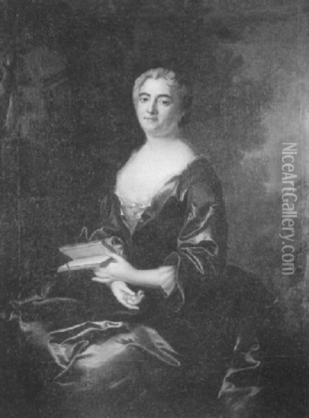 Portrait De Femme Au Livre Oil Painting - Jean-Baptiste Oudry