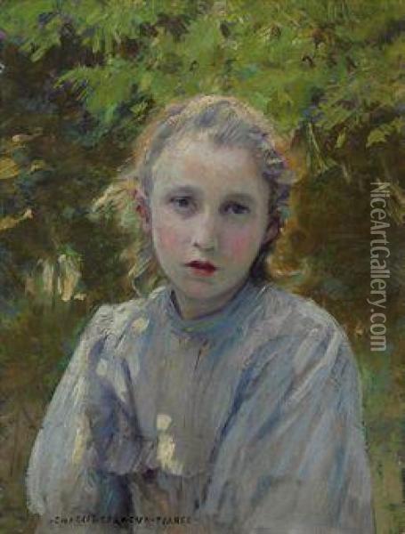 Portrait Of A Young Girl Oil Painting - Charles Sprague Pearce