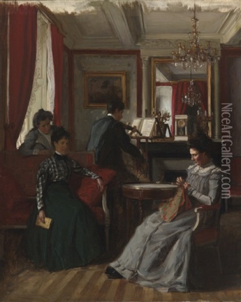Salon De Famille Oil Painting - Rene Francois Xavier Prinet