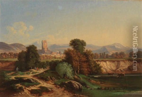 Italian Landscape Oil Painting - Serafino de Tivoli