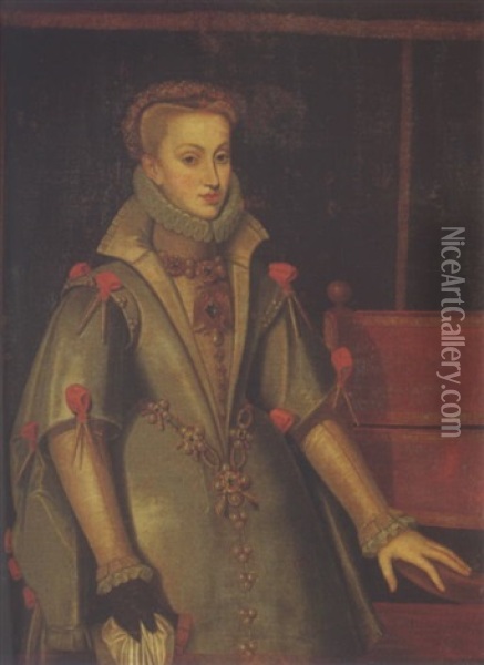 Portrait Of Anne Of Austria Oil Painting - Bartolome Gonzalez