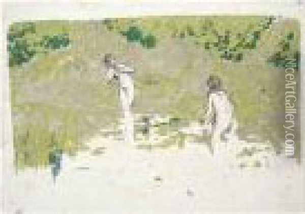 Deux Baigneuses. 1900. Oil Painting - Ker Xavier Roussel