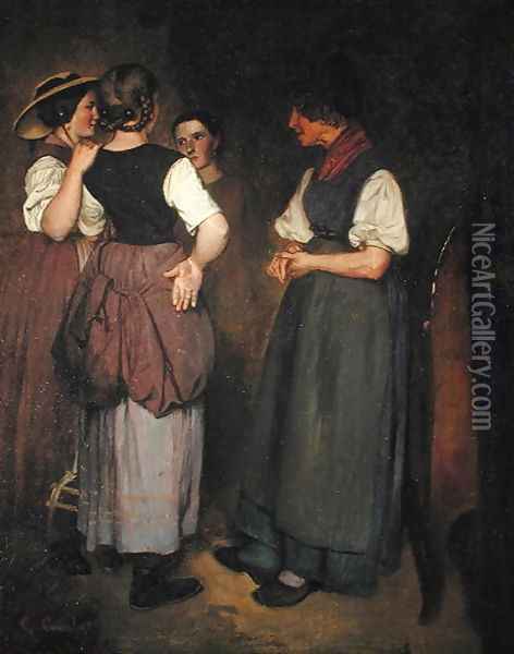 The Stories of Grandmother Salvan, 1847 Oil Painting - Gustave Courbet
