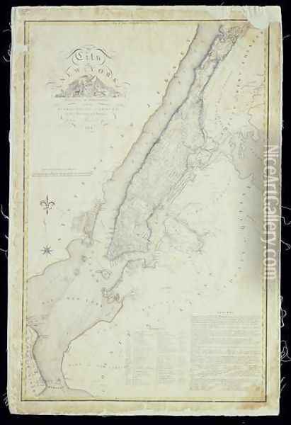 Map of the City of New York as Laid Out by the Commissioners, 1814 Oil Painting - John Jr. Randel