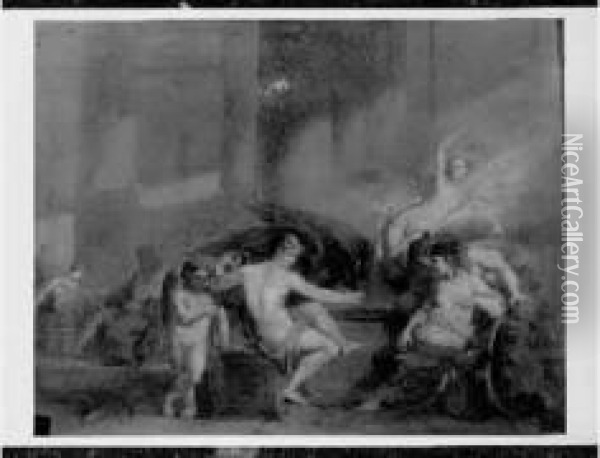 Ganimede Verse A Boire A Zeus Panneau, Une Planche, Non Parquete. 28 X 36 Cm Oil Painting - Antoine-Francois Callet