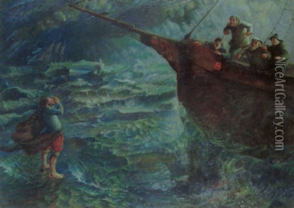 Jesus Auf Dem Meere Oil Painting - Klaus Carl Friedrich Richter