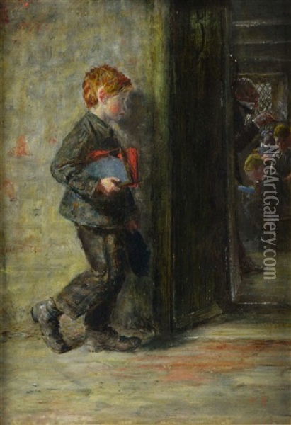 Late For School Oil Painting - George Sherwood Hunter