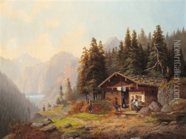 Berghutte Im Gebirge Oil Painting - Anton Doll