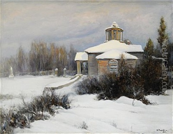 Winter Landscape With A Manor Oil Painting - Vladimir Nikolaevich Pchelin