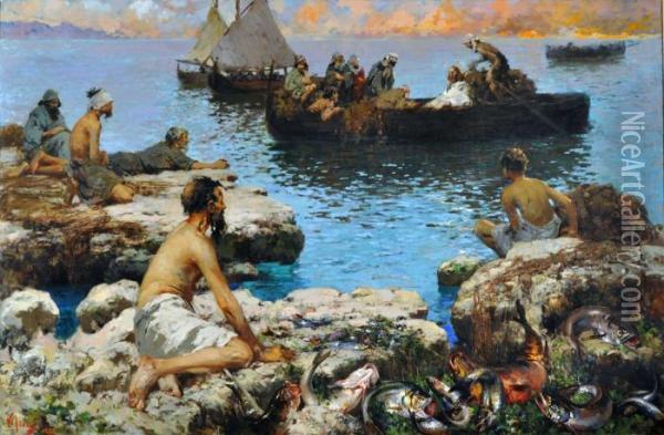 Pesca Miracolosa Oil Painting - Vincenzo Irolli