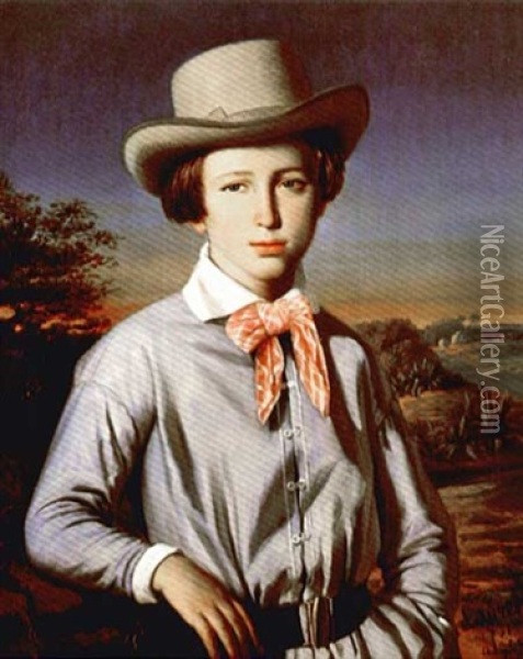 Jeune Homme Au Chapeau Oil Painting - Francois Lauret