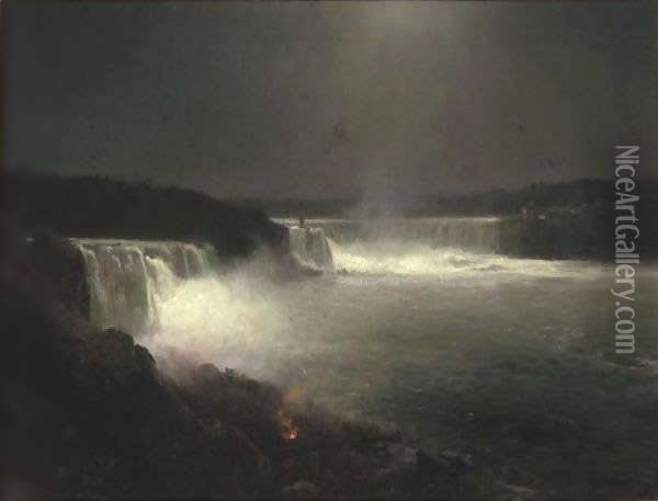 Niagara Falls Nocturne Oil Painting - Herman Herzog