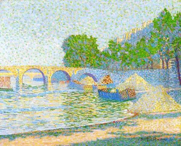 Barges on the Banks of the Seine Oil Painting - Jean Metzinger