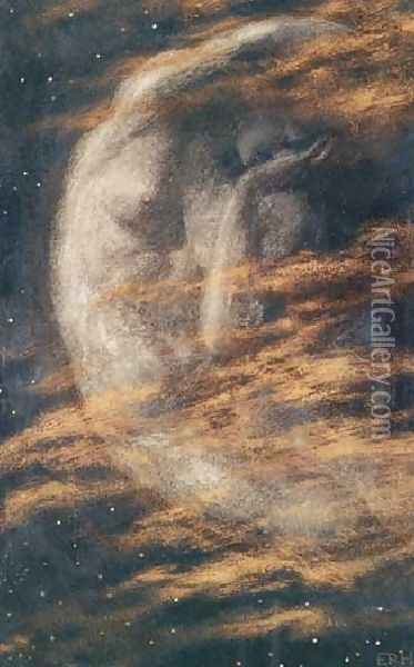 Weary Moon Oil Painting - Edward Robert Hughes R.W.S.