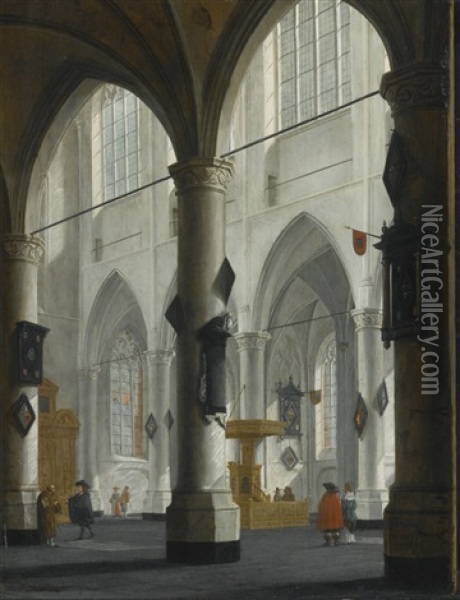Interior Of The Laurenskerk, Rotterdam Oil Painting - Daniel de Blieck