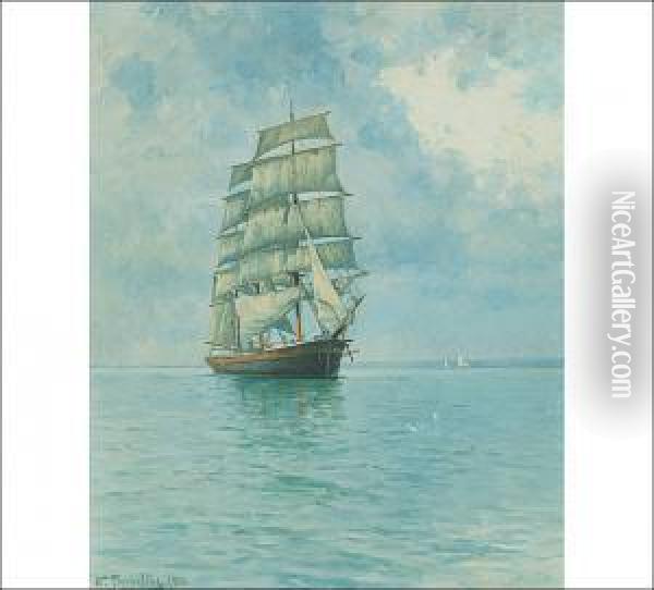 Sailing Ship Oil Painting - Woldemar Toppelius