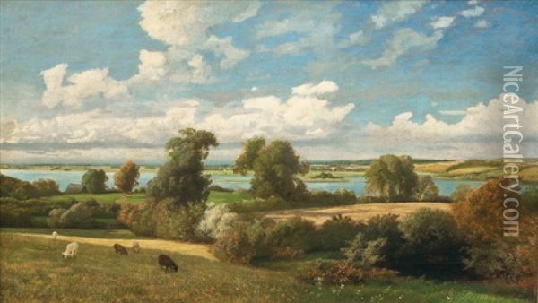 Lakes In Schleswig-holstein Oil Painting - Johann Valentin Ruths