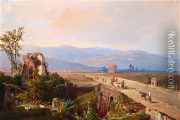 In Der Romischen Campagna Oil Painting - Albert Eichhorn