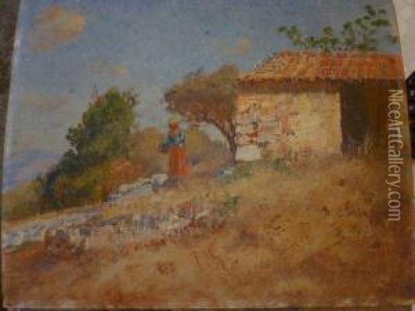 La Cueillette. Oil Painting - Frederic Montenard