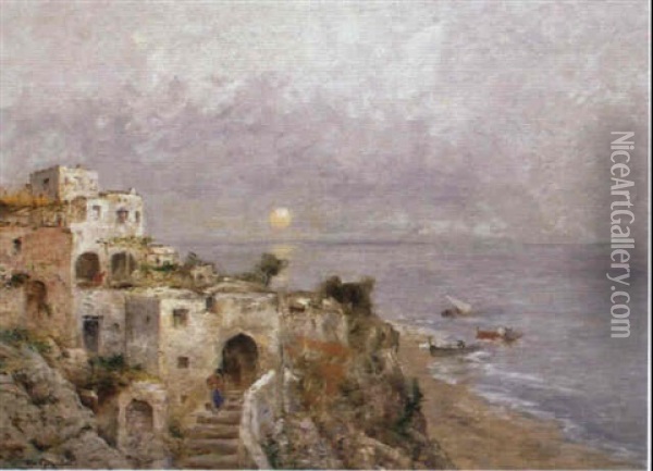 Kv,ll Vid Neapelbukten Oil Painting - Wilhelm von Gegerfelt
