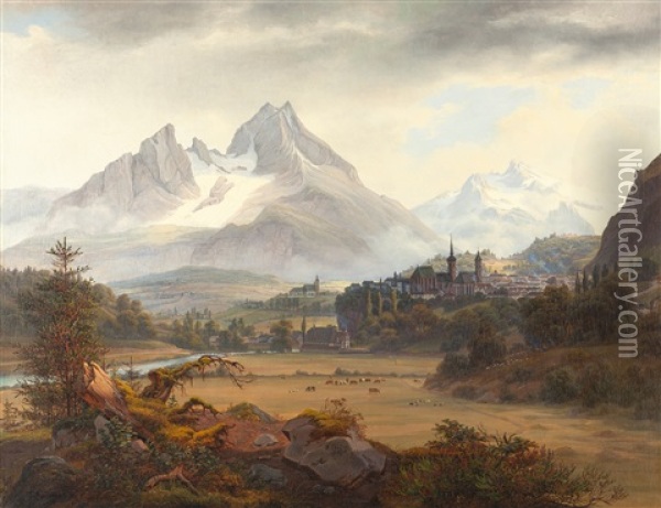 Berchtesgaden Mit Dem Watzmann Oil Painting - Frederik Hansen Sodring
