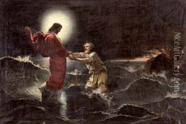 Aparicion De Cristo Resucitado A San Pedro Oil Painting - Virgilio Mattoni de la Fuente