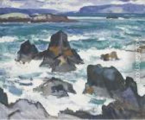 A Rough Day, Iona Oil Painting - Samuel John Peploe