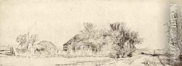 Landscape with a Road beside a Canal Oil Painting - Rembrandt Van Rijn