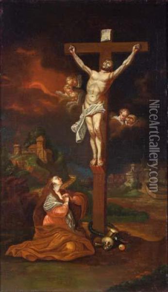 Maria Magdalena Kniet Vor Dem Gekreuzigten Christus Oil Painting - Januarius Zick