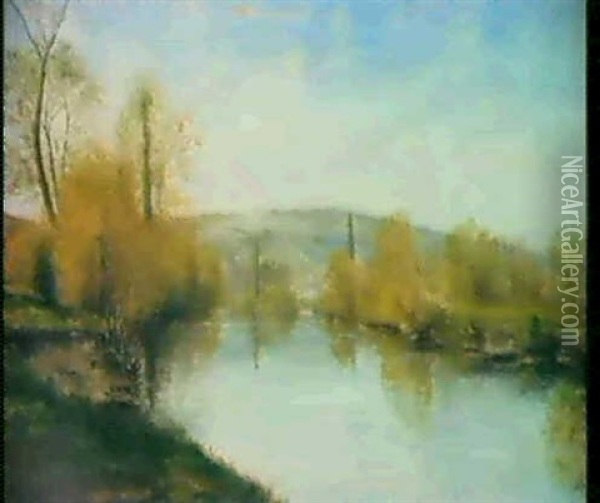 Flusslandschaft Oil Painting - Stanislas Lepine