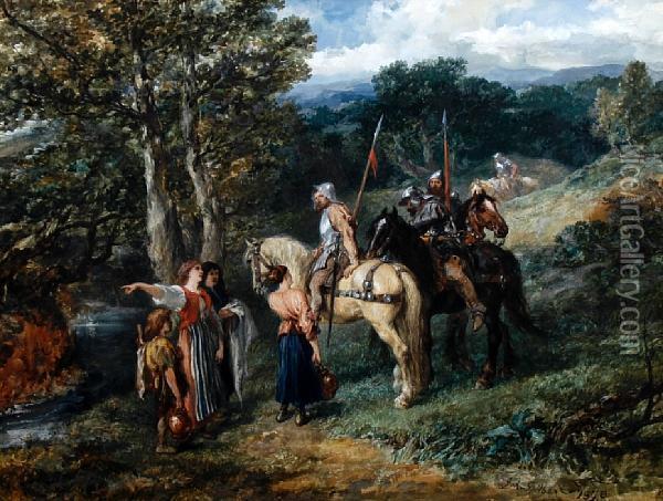Asking The Way Oil Painting - Sir John Gilbert