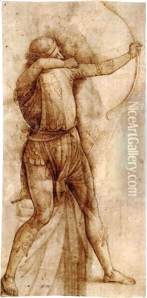 Figure of an Archer Oil Painting - Pietro Vannucci Perugino