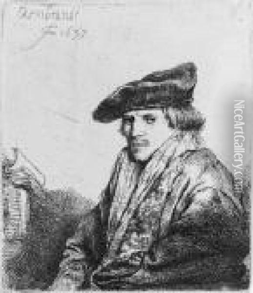 A Young Man In A Velvet Cap (ferdinand Bol?) (b., Holl. 268; H.151) Oil Painting - Rembrandt Van Rijn