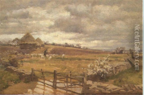 On Cotswold Oil Painting - Alfred William Parsons