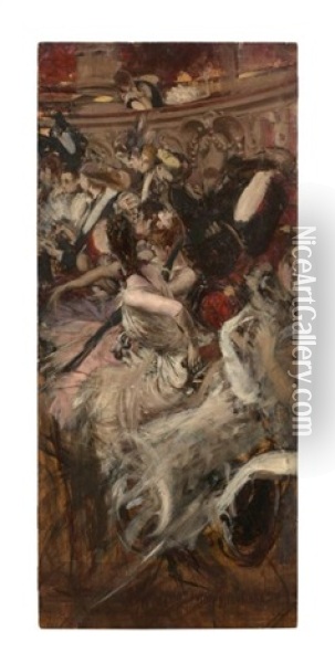 A L'opera De Paris Oil Painting - Giovanni Boldini