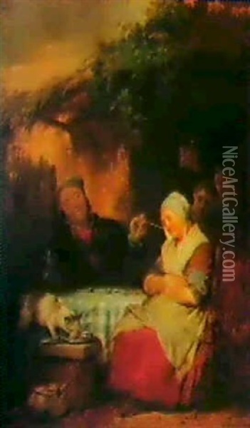 Les Perturbateurs                                           De Rustverstoorders Oil Painting - Ferdinand de Braekeleer the Elder