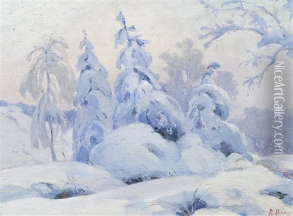 Winterlandschaft Oil Painting - Alexei Vasilievitch Hanzen