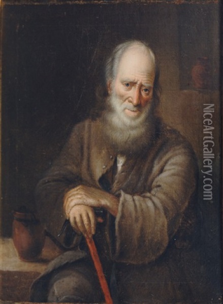 Portrait Of A Old Man Oil Painting - Balthazar Denner