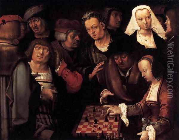The Game of Chess Oil Painting - Lucas Van Leyden