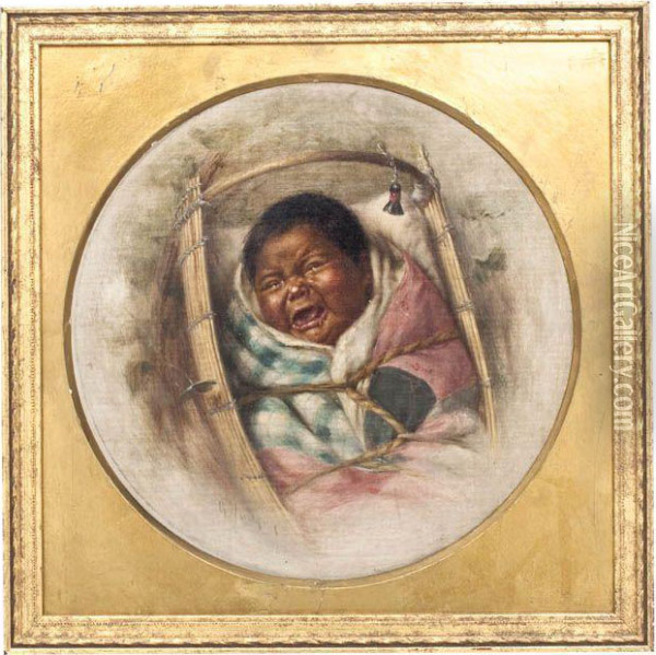 Girl With Indian Papoose Oil Painting - Grace Carpenter Hudson