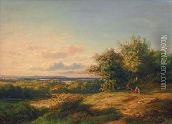 Sommerliche Landschaft Mit Figuren Oil Painting - Hendrik D. Kruseman Van Elten