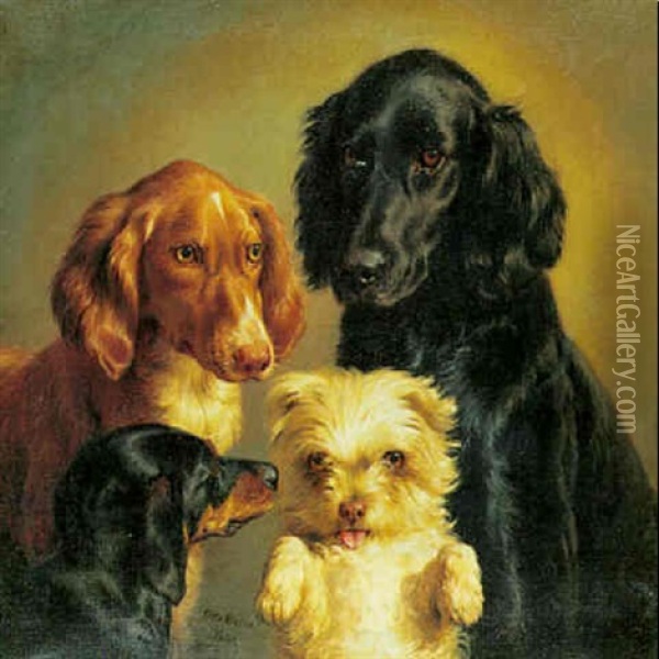 Fire Hunde Oil Painting - Otto Bache