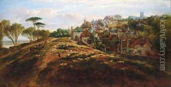 The village of Potlemouth, Devon Oil Painting - William Pitt