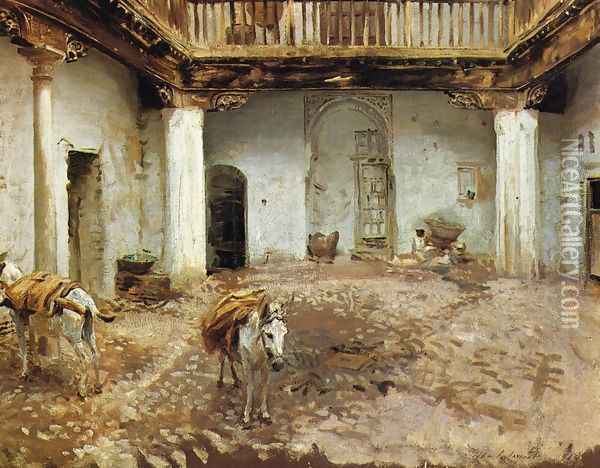 Moorish Courtyard Oil Painting - John Singer Sargent